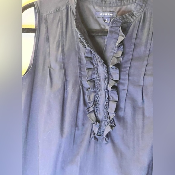 Lands End Navy Blue Sleeveless Lined Pintuck Pleats Dress - Size‎ 6 - Picture 6 of 7